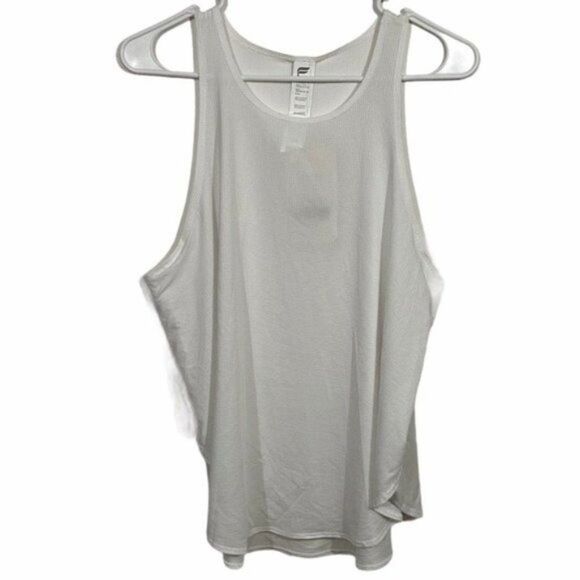 NWT Fabletics White Mesh Split Athletic Tank Top - Picture 1 of 4
